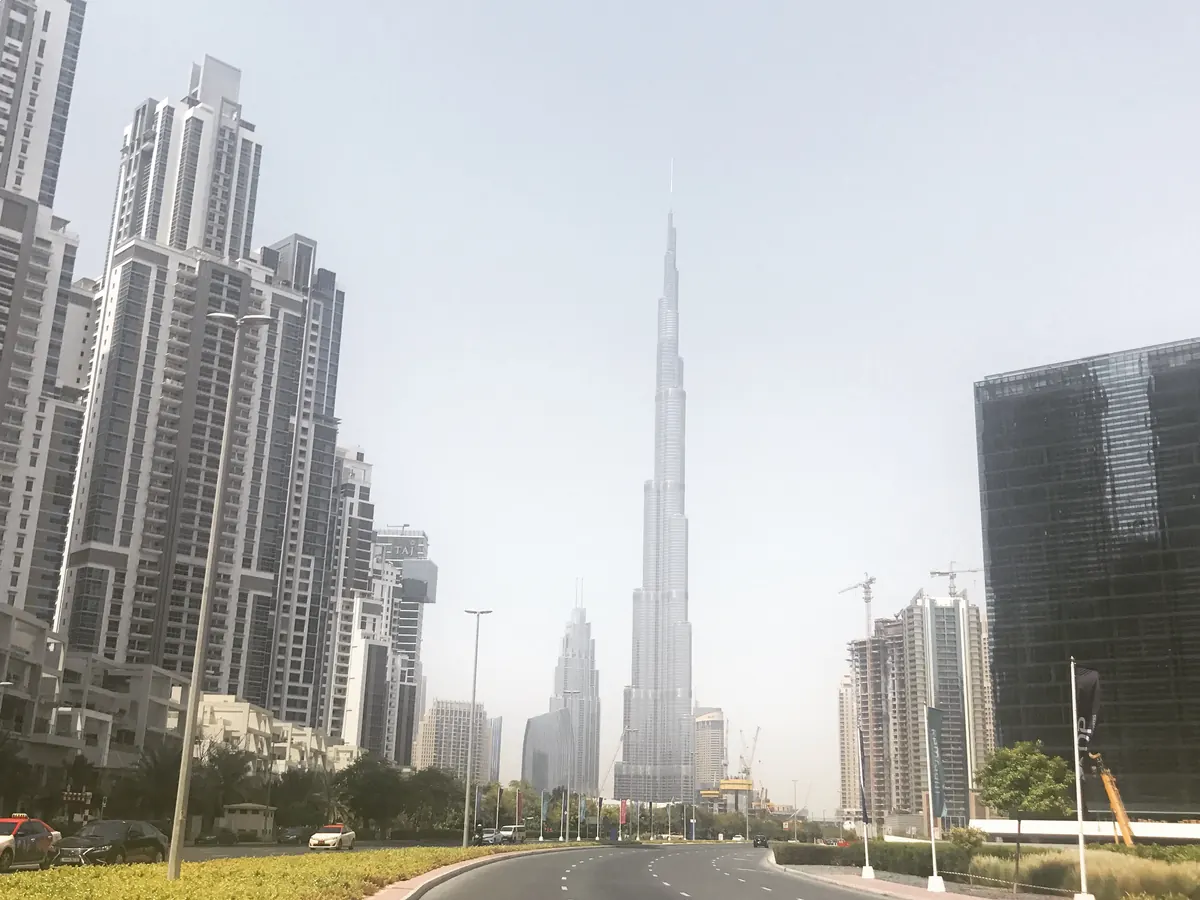 Residential towers and Burj Khalifa seen from Business Bay, an area for a Dubai holiday home rental