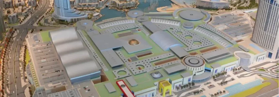 Scale model of a master-planned district, a common sales tool in Dubai off-plan resale