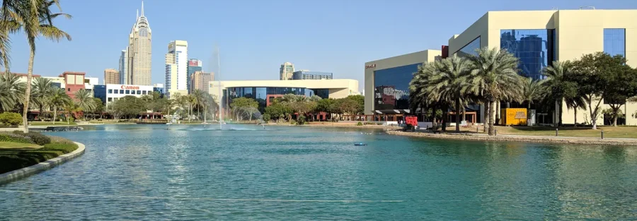Dubai Internet City business district, illustrating founder-led brand authority for B2B companies entering the UAE