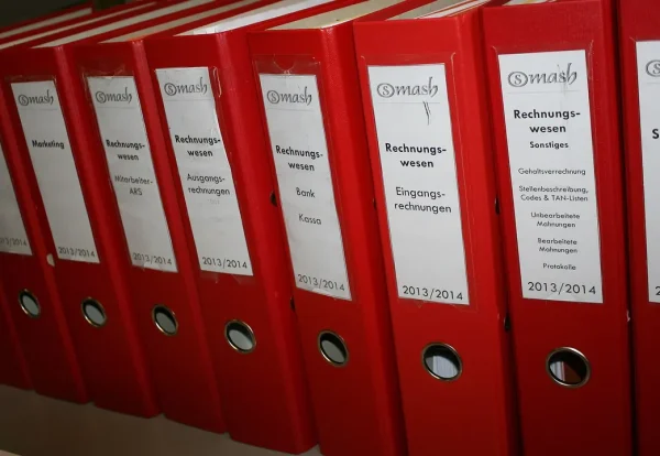 UAE tax audit records binders UAE tax audit records: red accounting binders for invoices, bank and payroll files